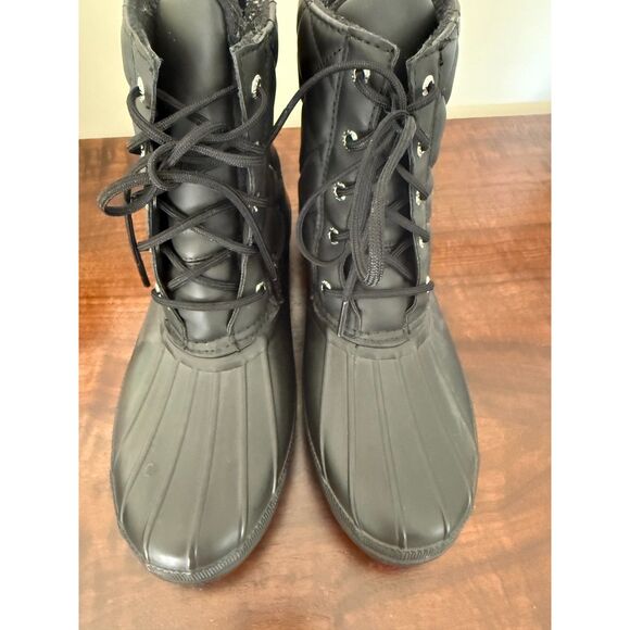 Women's Black Quilted Rubber Winter Boots 9 - Picture 5 of 6